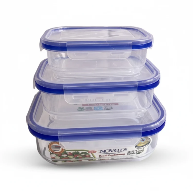Food Container Airtight 3 Piece Set Multi Size Storage