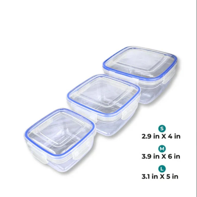 Food Container Airtight 3 Piece Set Multi Size Storage