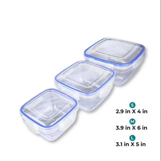 Food Container Airtight 3 Piece Set Multi Size Storage
