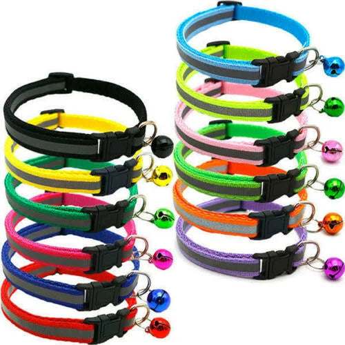 Pet Reflective Collar With Bell For Cat And Small Dog