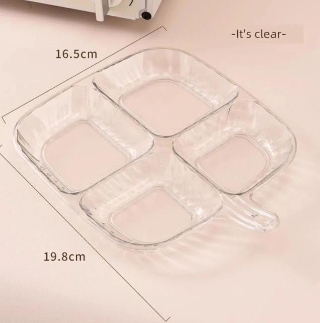 4 Section Acrylic Serving Plate With Handle
