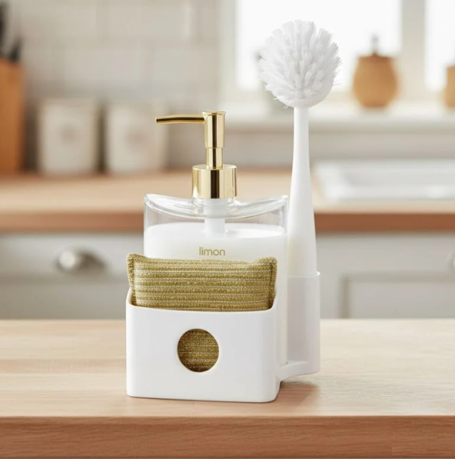 Limon Liquid Dispenser with Sponge Holder &amp; Brush