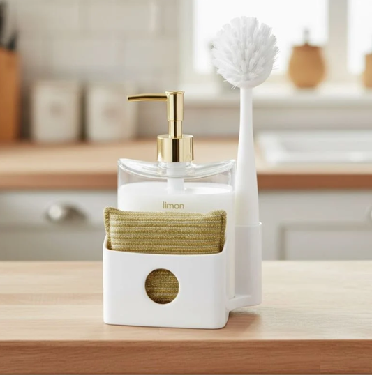 Limon Liquid Dispenser with Sponge Holder &amp; Brush