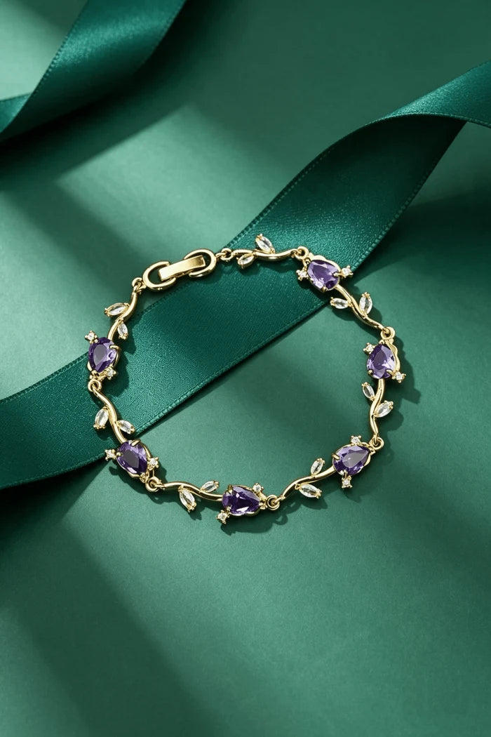 Premium Cubic Zircons & Gems Floral Style Bracelet