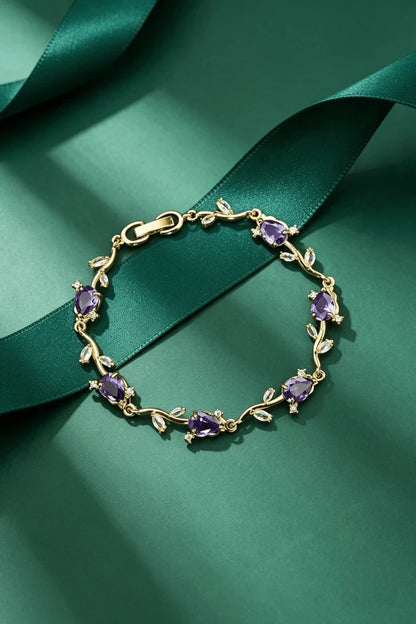 Premium Cubic Zircons & Gems Floral Style Bracelet
