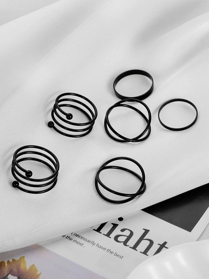 UNI-10165-3  - Black Foil - Ring Set Of 6