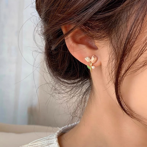UNI-10320 - Pink Flower Rose - Earring