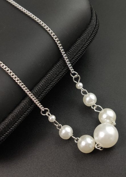 UNI-10452 - White Pearl Silver - Necklace