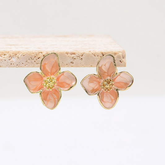 UNI-10305-2 - Pink Shiny Flower - Earring