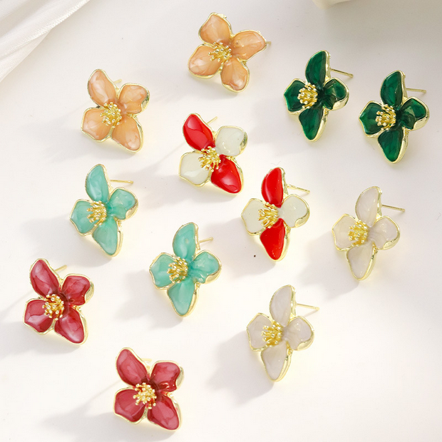 UNI-10305-2 - Pink Shiny Flower - Earring
