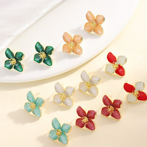 UNI-10305-2 - Pink Shiny Flower - Earring