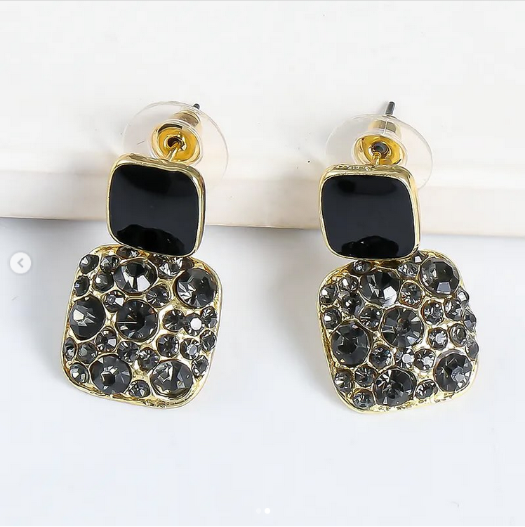 UNI-10222 - Black Diamond Gold  - Earring