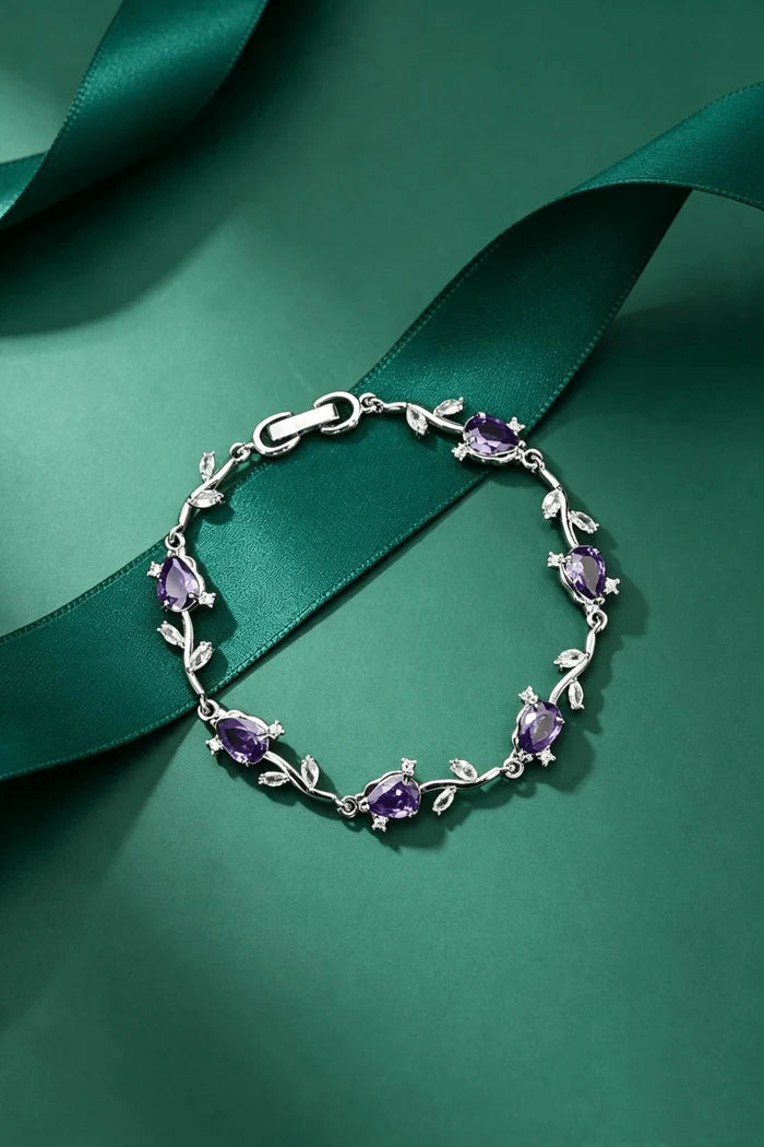 Premium Cubic Zircons & Gems Floral Style Bracelet