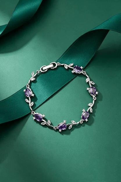 Premium Cubic Zircons & Gems Floral Style Bracelet