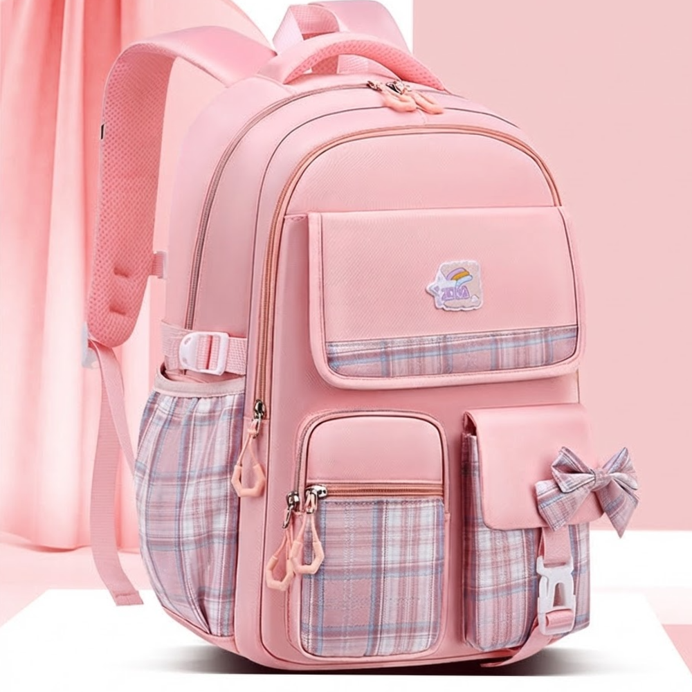 Korean Style Pink Backpack for Teenage Girls - image 1