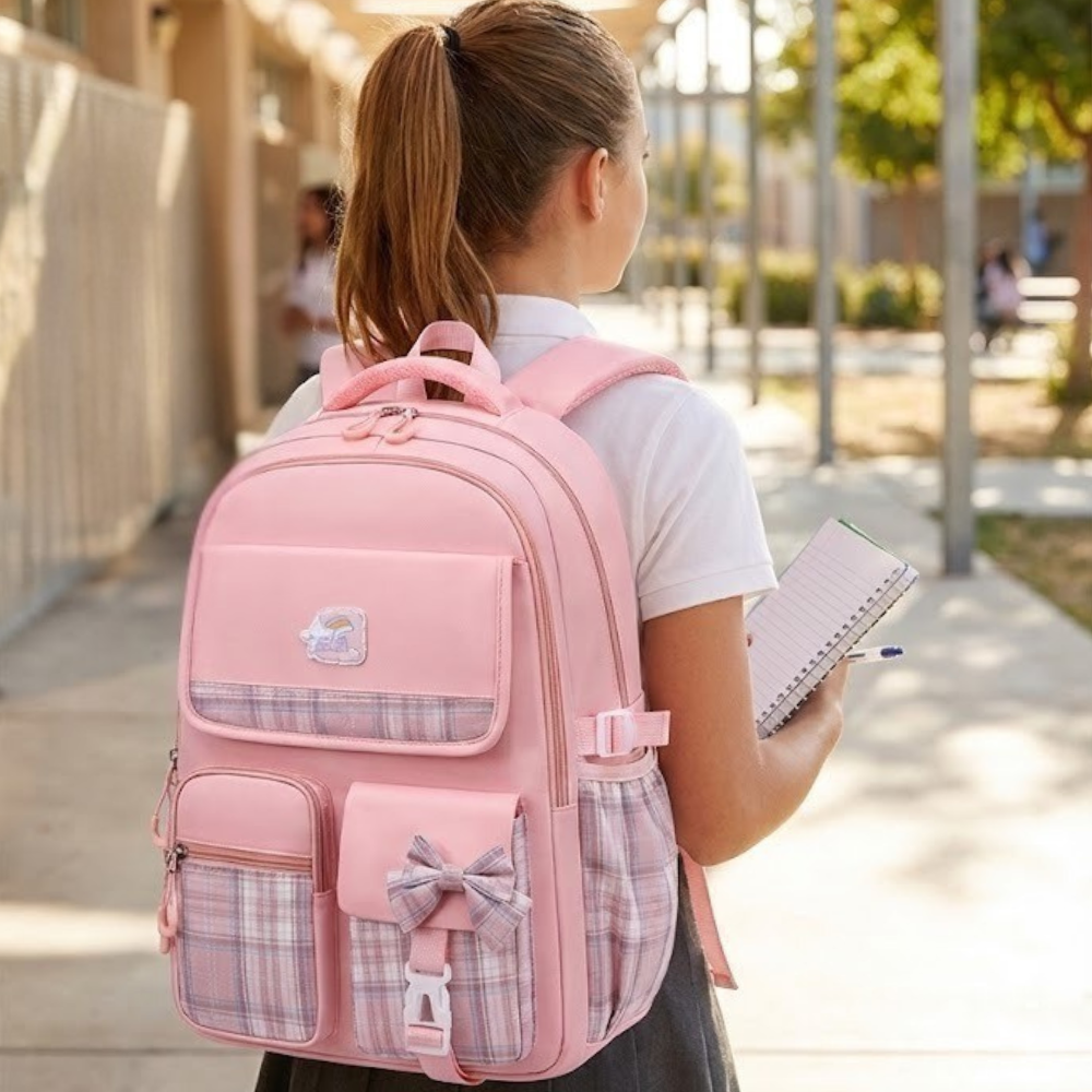 Korean Style Pink Backpack for Teenage Girls - image 2