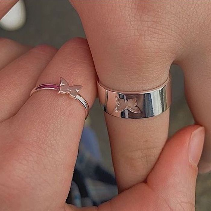 UNI-10086  - Butterfly Couple Ring Set Of 2