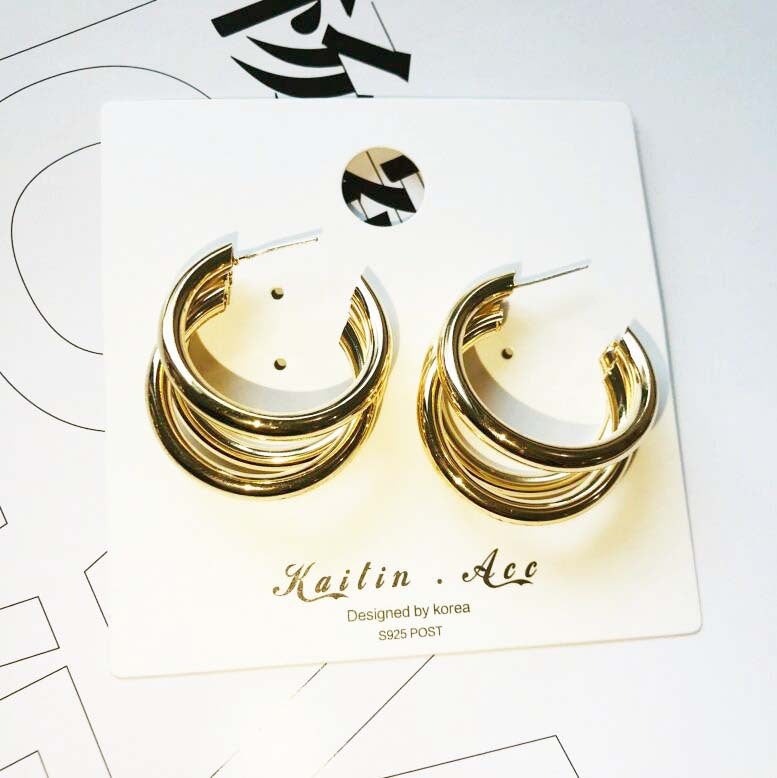 UNI-10081 - Gold & Silver Hoop - Earring