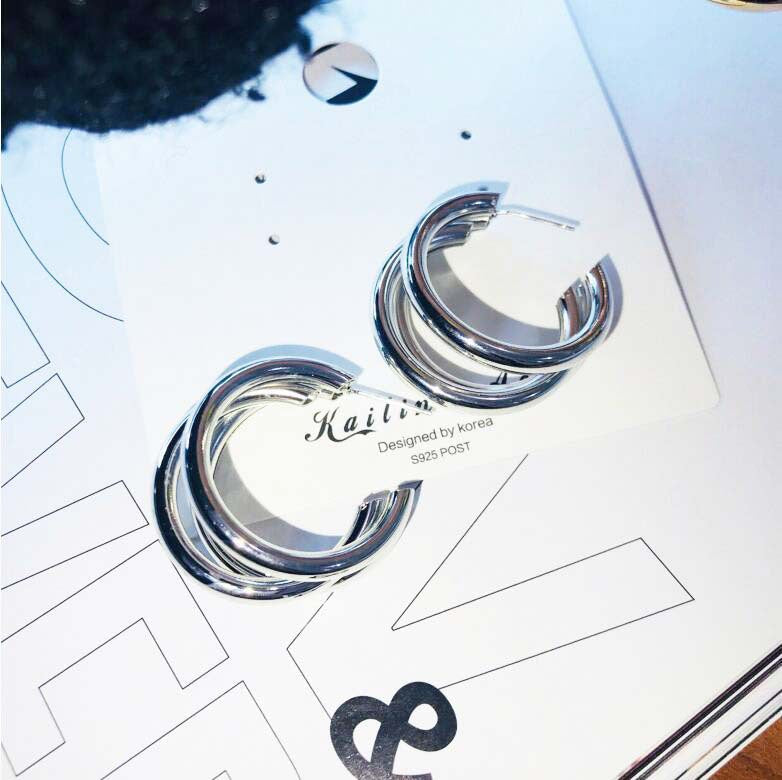 UNI-10081 - Gold & Silver Hoop - Earring