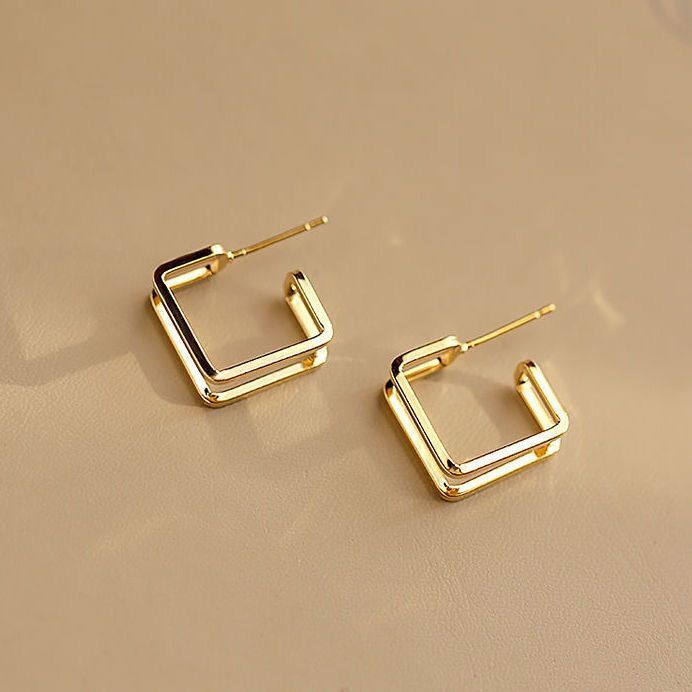 UNI-10101 - Geometric Square Gold - Earring