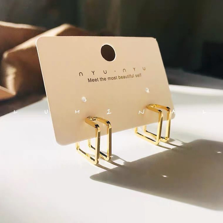 UNI-10101 - Geometric Square Gold - Earring