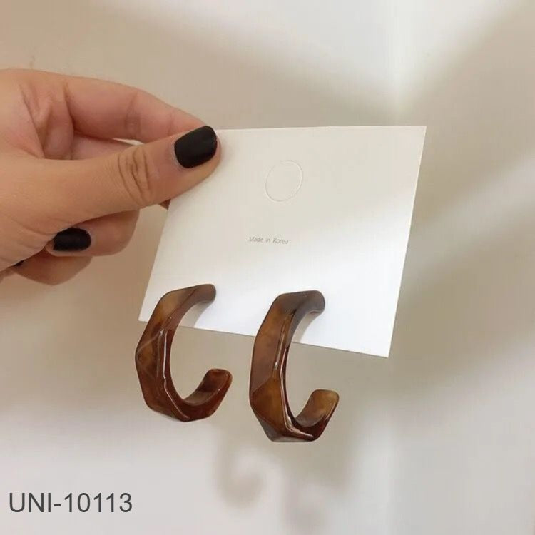 UNI-10113 -  Acrylic Brown & Off White - Earring