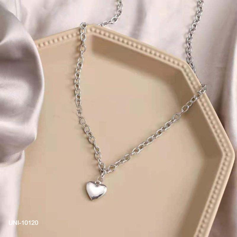 UNI-10120 - Silver Foiled Heart - Necklace
