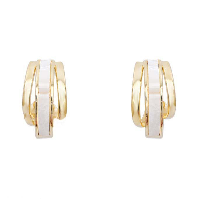 UNI-10005 - White Pastel Gold Glam - Earring