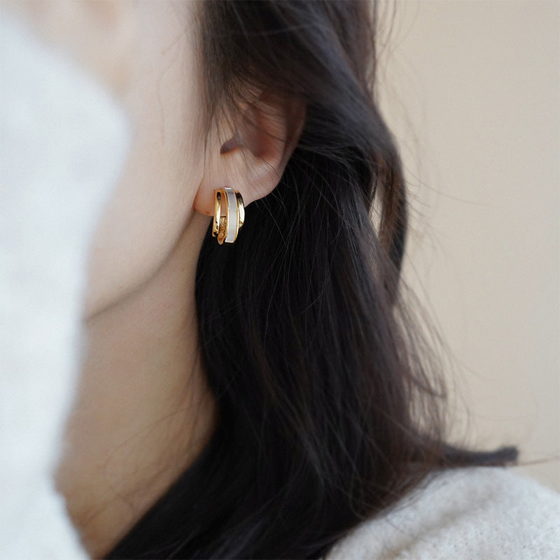 UNI-10005 - White Pastel Gold Glam - Earring