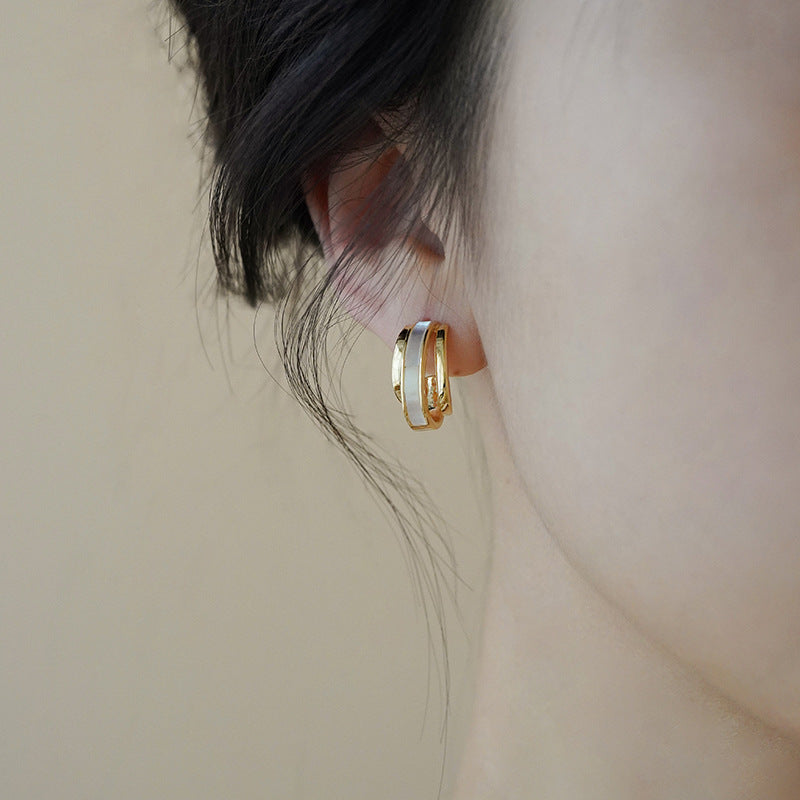 UNI-10005 - White Pastel Gold Glam - Earring