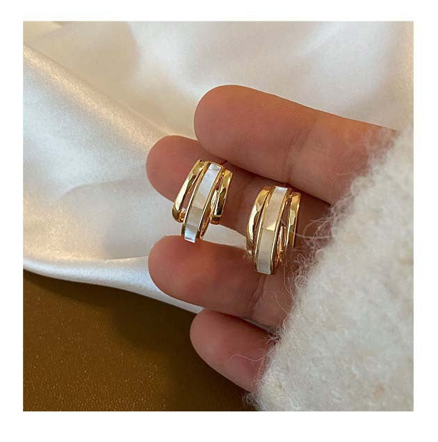 UNI-10005 - White Pastel Gold Glam - Earring