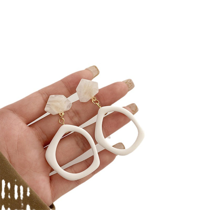 UNI-10027 - Acrylic White Stone - Earring