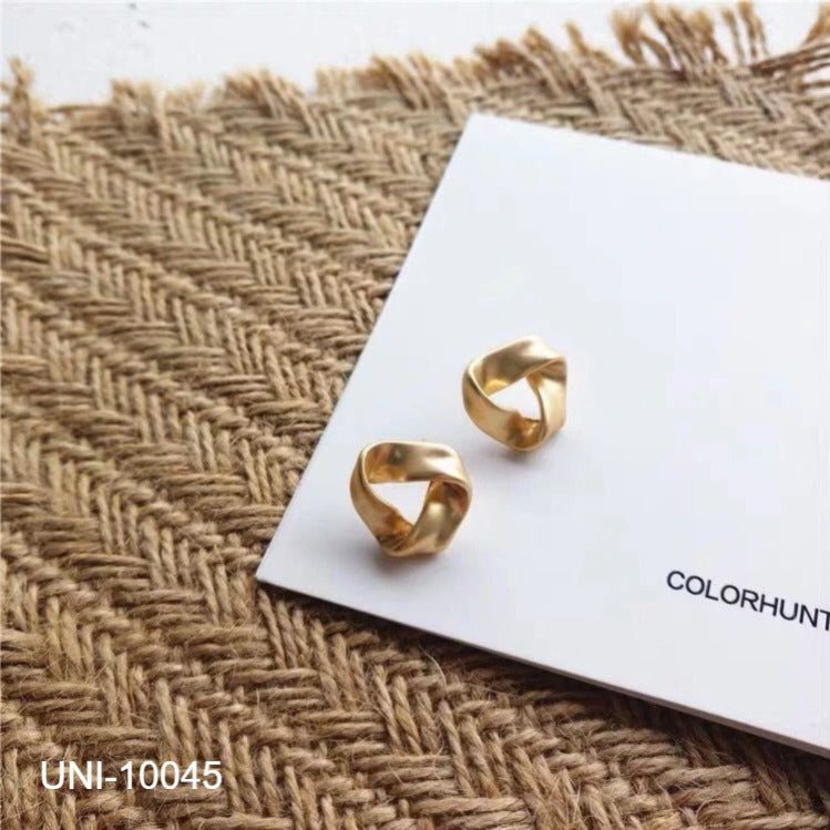 UNI-10045- Geometric Foiled Gold- Earring