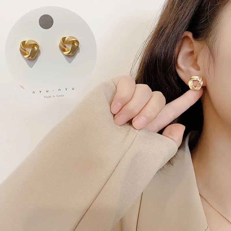 UNI-10045- Geometric Foiled Gold- Earring