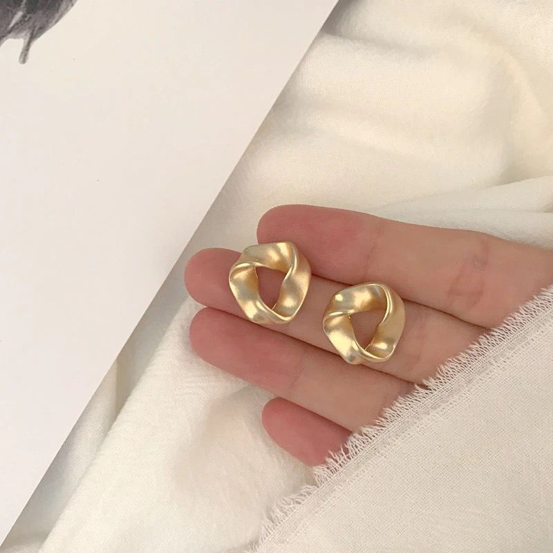 UNI-10045- Geometric Foiled Gold- Earring