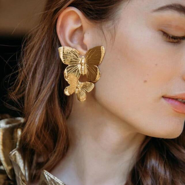 UNI-10144 - Butterfly Foiled Gold - Earring Style 1