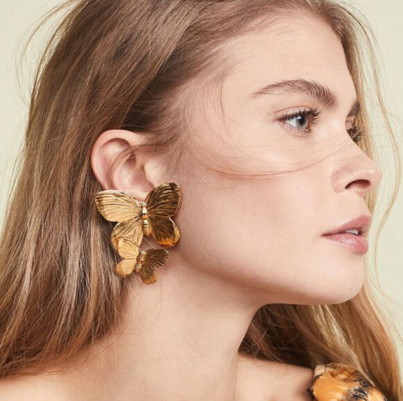 UNI-10144 - Butterfly Foiled Gold - Earring Style 1