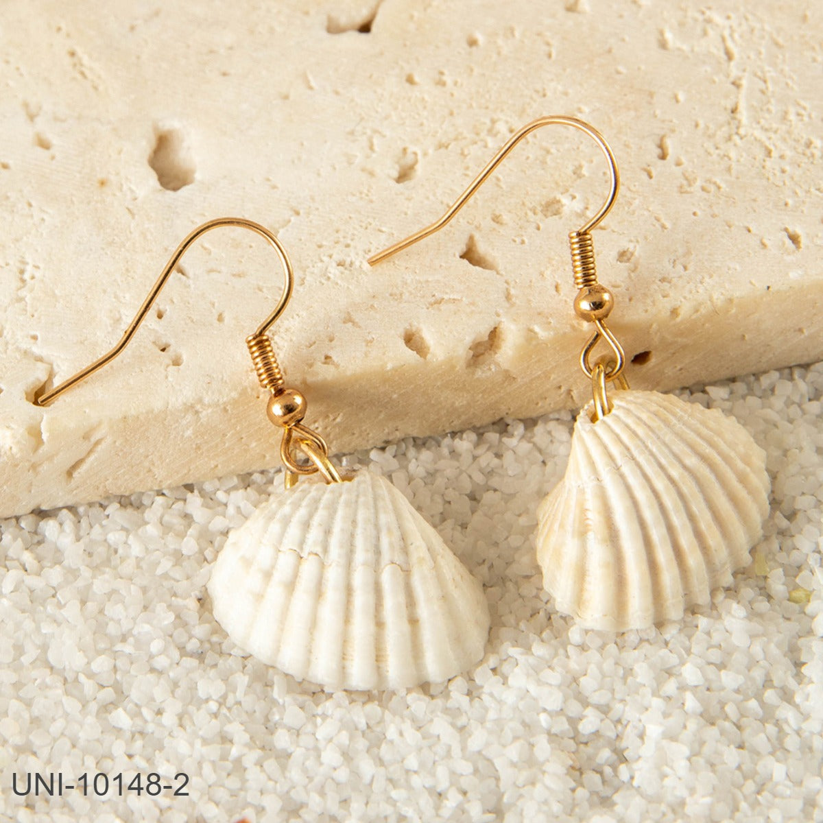 UNI-10148-2 - Sea Shell White  - Earring Style 2