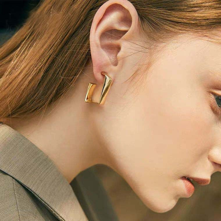 UNI-10216 - Foiled Square Gold - Earring