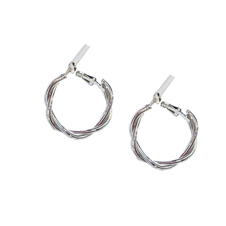 UNI-10217-1 -Twist Hoop Silver - Earring