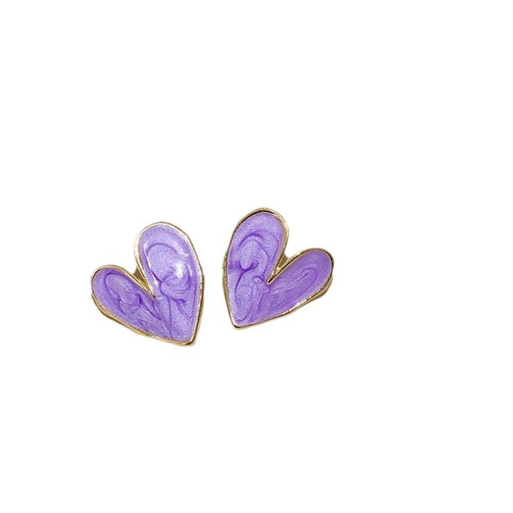 UNI-10221 - Marbled Heart Gold  - Earring