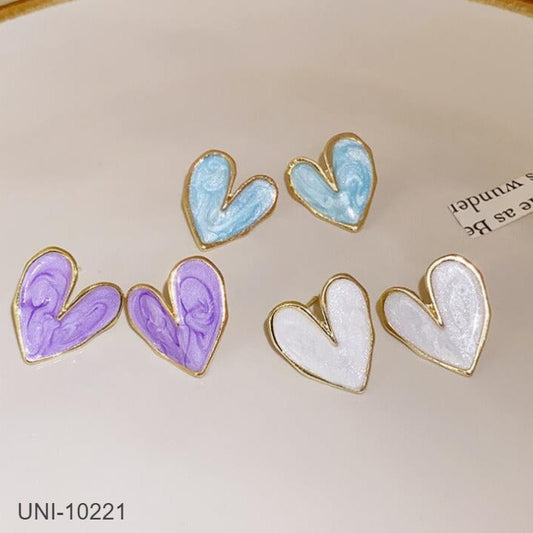 UNI-10221 - Marbled Heart Gold  - Earring