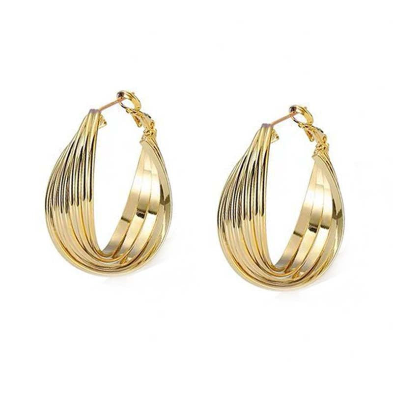 UNI-10226 - Fancy Twist Hoop Gold  - Earring