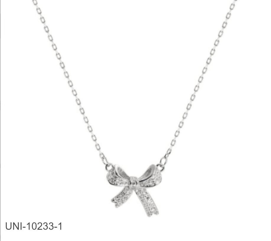 UNI-10233-1 - Bow Sparkle Silver - Necklace