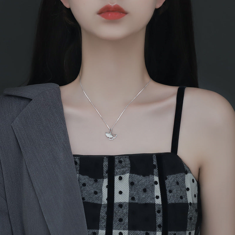 UNI-10245 - Almond Leaf Silver - Necklace