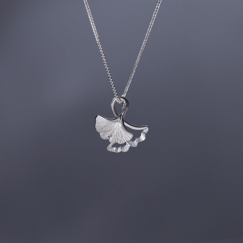 UNI-10245 - Almond Leaf Silver - Necklace