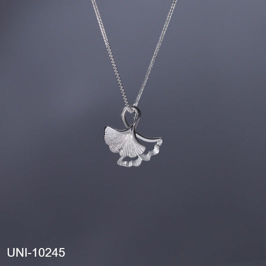 UNI-10245 - Almond Leaf Silver - Necklace