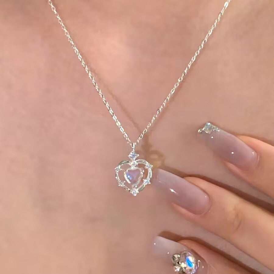 UNI-10250 - Double Heart Silver - Necklace