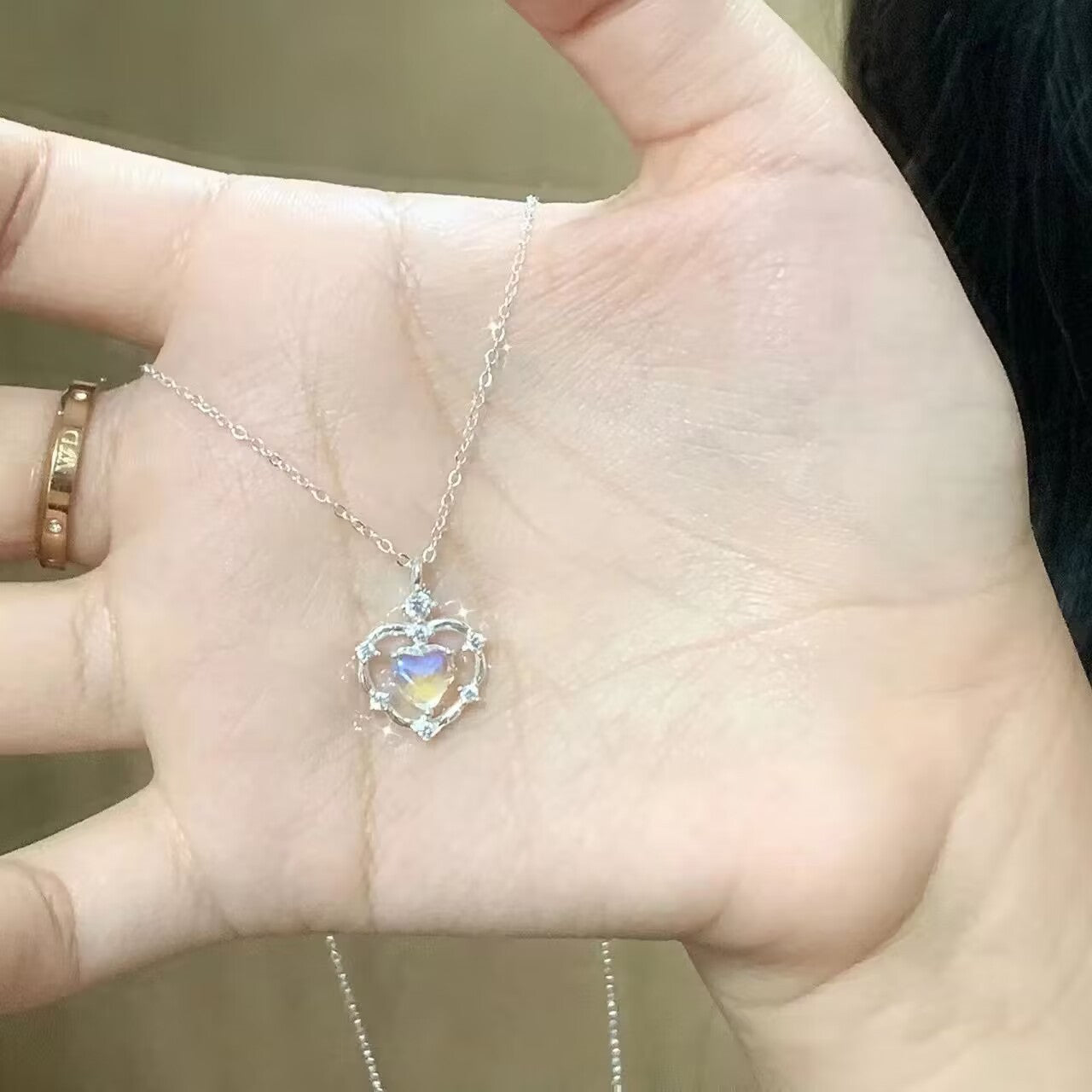 UNI-10250 - Double Heart Silver - Necklace