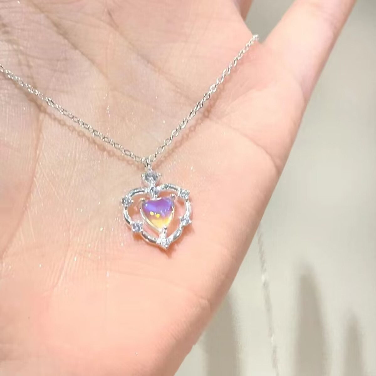 UNI-10250 - Double Heart Silver - Necklace